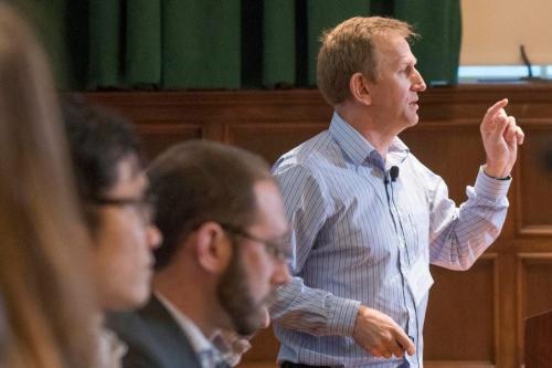 Person speaking during a meeting